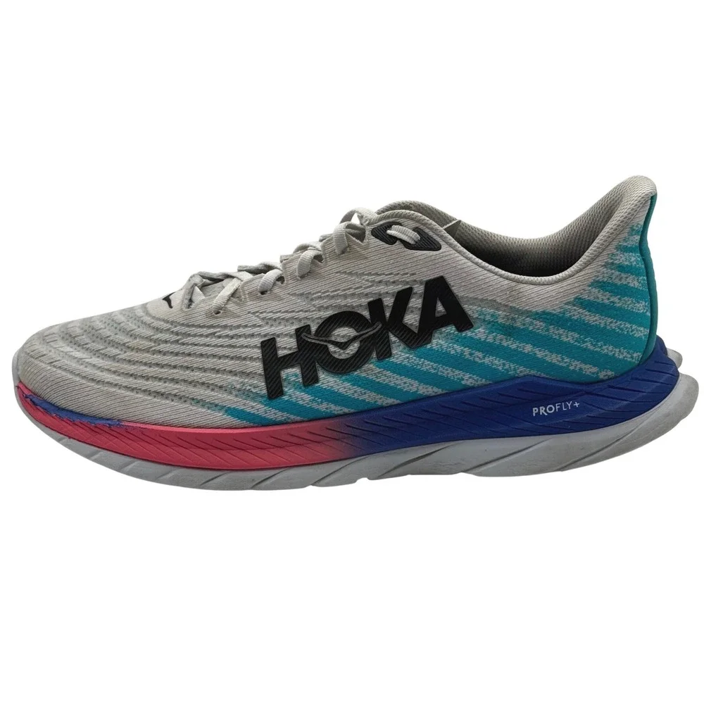 Hoka Mach 5 Men's Size 12 D Running Shoes White Blue Pink PROFLY+1127893 WSBB‎